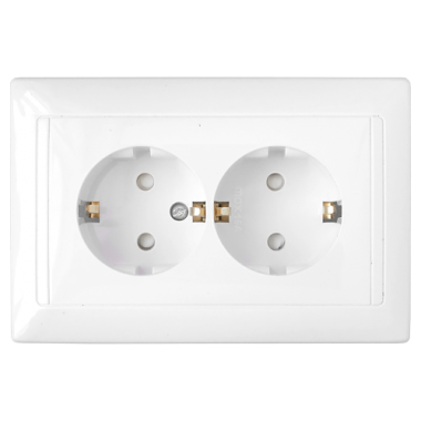 Фотография товара 'Bylectrica Розетка 2-местная СУ с заземляющим контактом со шторкой, серия СТИЛЬ, РС16-351'