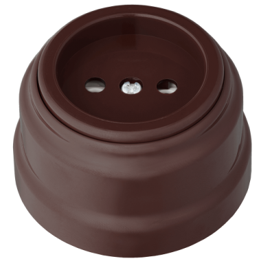 Фотография товара 'Bylectrica Розетка 1-местная без заземляющего контакта 16А ОУ, серия РЕТРО, РА16-0201 шоколад'