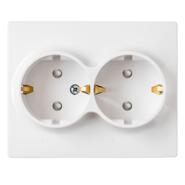 Фотография товара 'Bylectrica Розетка 2-местная СУ с заземляющим контактом со шторками, серия МАСТЕР, РС16-0046'