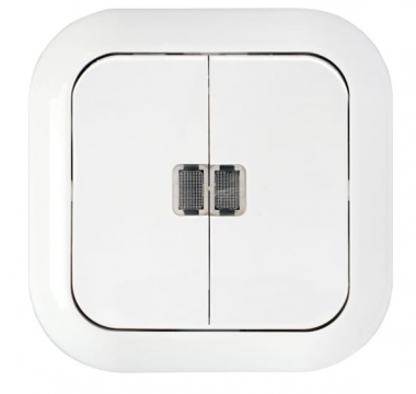 Фотография товара 'Bylectrica Выключатель 2-клавишный СУ подсветкой, серия ГАРМОНИЯ, С510-233'