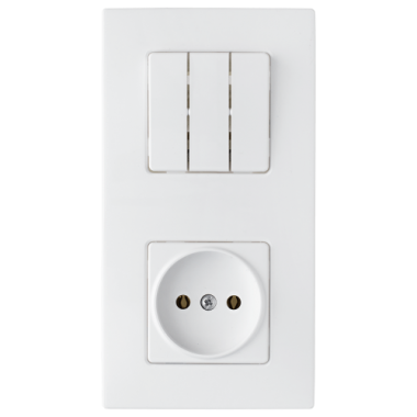 Фотография товара 'Bylectrica Блок 3 выключателя + розетка СУ, серия МАСТЕР, 3В-РЦ-7031'