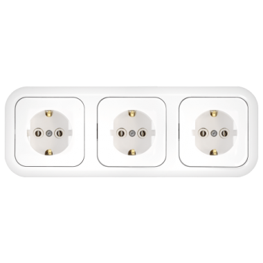 Фотография товара 'Bylectrica Розетка 3-поста СУ с заземляющим контактом на шинах, серия ГАРМОНИЯ, РС16-353'