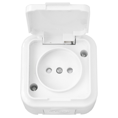 Фотография товара 'Bylectrica Розетка 1-местная ОУ со шторкой IP54, серия ПРАЛЕСКА АКВА, РА16-096'