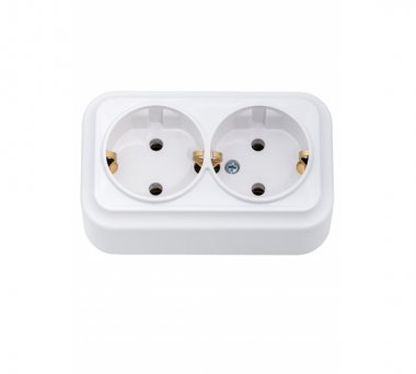 Фотография товара 'Bylectrica Розетка 2-местная ОУ с заземляющим контактом, серия ВАРИАНТ, РА16-0142'