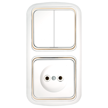 Фотография товара 'Bylectrica Блок 2 выключателя + розетка СУ, серия ГАРМОНИЯ ЛЮКС, 2В-РЦ-535 з'