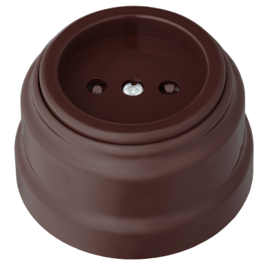 Фотография товара 'Bylectrica Розетка 1-местная без заземляющего контакта со шторками 16А ОУ, серия РЕТРО, РА16-0205 шоколад'