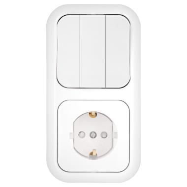 Фотография товара 'Bylectrica Блок 3 выключателя + розетка с заземляющим контактом со шторкой СУ, серия ГАРМОНИЯ, 3В-РЦ-667'