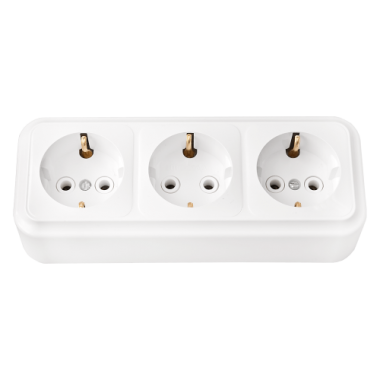 Фотография товара 'Bylectrica Розетка 3-местная ОУ с заземляющим контактом, серия ПРАЛЕСКА, РА16-265'