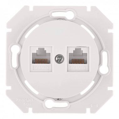 Фотография товара 'Bylectrica Механизм компьютерной розетки 2-местной кат 6е, СУ, серия ПРОВАНС, РК216-6312 перламутр'