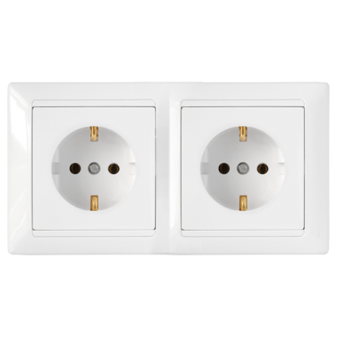 Фотография товара 'Bylectrica Розетка 2-местная СУ с заземляющим контактом на шинах, серия СТИЛЬ, РС16-355'