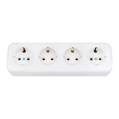 Фотография товара 'Bylectrica 4-местная розетка открытой установки с заземляющим контактом, РА16-245'