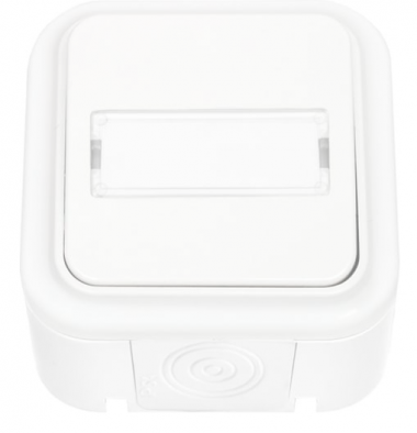 Фотография товара 'Bylectrica Выключатель 1-клавишный ОУ с биркой с самовозвратом IP54, серия ПРАЛЕСКА АКВА, А110-743'