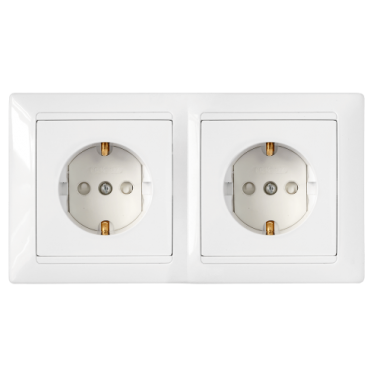 Фотография товара 'Bylectrica Розетка 2-местная СУ с заземляющим контактом со шторкой в рамке, серия СТИЛЬ, РС16-358'