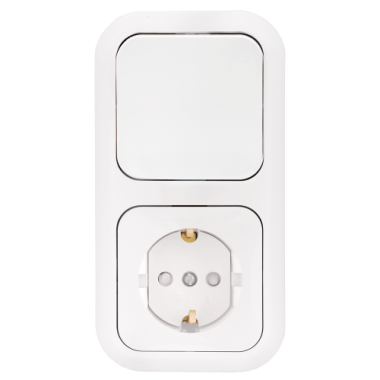 Фотография товара 'Bylectrica Блок 1 выключатель + розетка с заземляющим контактом со шторкой скрытой установки, В-РЦ-553'