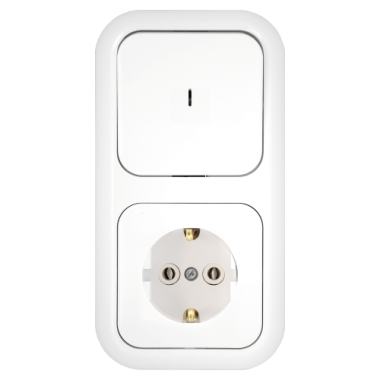 Фотография товара 'Bylectrica Блок 1 выключатель + розетка с заземляющим контактом скрытой установки с подсветкой, серия ГАРМОНИЯ, В-РЦ-673'