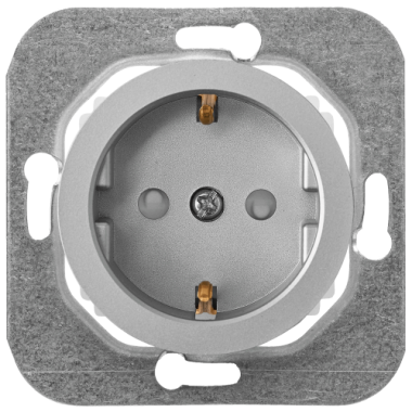 Фотография товара 'Bylectrica Механизм розетки 1-местной СУ с заземляющим контактом со шторкой, серия ПРОВАНС, РС16-1406 серебро'