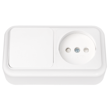 Фотография товара 'Bylectrica Блок 1 выключатель + розетка ОУ со шторкой, серия ПРАЛЕСКА, В-РЦ-571'