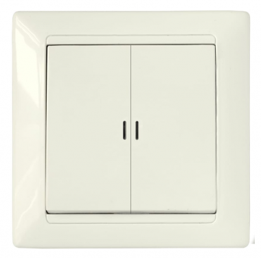 Фотография товара 'Bylectrica Выключатель 2-клавишный СУ с подсветкой, серия СТИЛЬ, С510-815 бежевый'