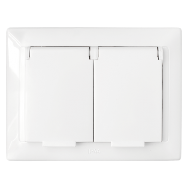 Фотография товара 'Bylectrica Розетка 2-местная СУ с заземляющим контактом со шторкой с крышкой IP44, серия СТИЛЬ, РС16-400'