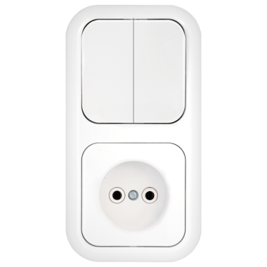 Фотография товара 'Bylectrica Блок 2 выключателя + розетка скрытой установки, серия ГАРМОНИЯ, 2В-РЦ-541'