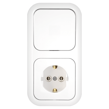 Фотография товара 'Bylectrica Блок 1 выключатель + розетка с заземляющим контактом скрытой установки, В-РЦ-501'