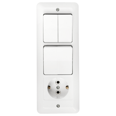 Фотография товара 'Bylectrica Блок 1 клавиша + 2 клавиши + розетка с заземляющим контактом СУ, серия ПАРИТЕТ, 3В-РЦ-651'