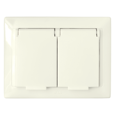 Фотография товара 'Bylectrica Розетка 2-местная СУ с заземляющим контактом со шторкой с крышкой IP44, серия СТИЛЬ, РС16-400 бежевый'