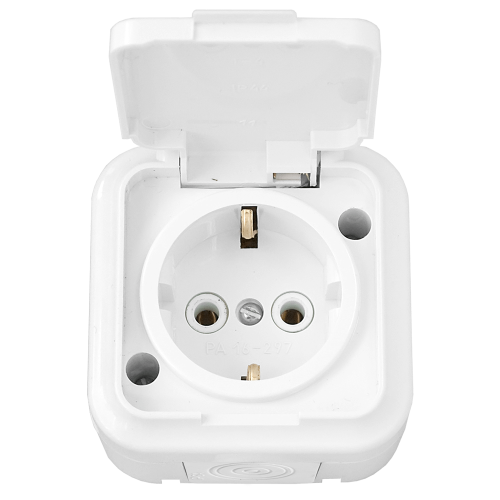 Фотография товара 'Bylectrica Розетка 1-местная ОУ с заземляющим контактом IP54, серия ПРАЛЕСКА АКВА, РА16-297'