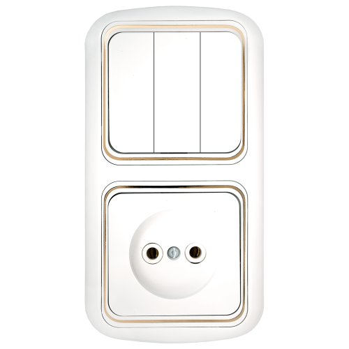 Фотография товара 'Bylectrica Блок 3 выключателя + розетка СУ, серия ГАРМОНИЯ ЛЮКС, 3В-РЦ-537 з'