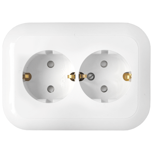 Фотография товара 'Bylectrica Розетка 2-местная СУ с заземляющим контактом со шторкой, серия ГАРМОНИЯ, РС16-357'