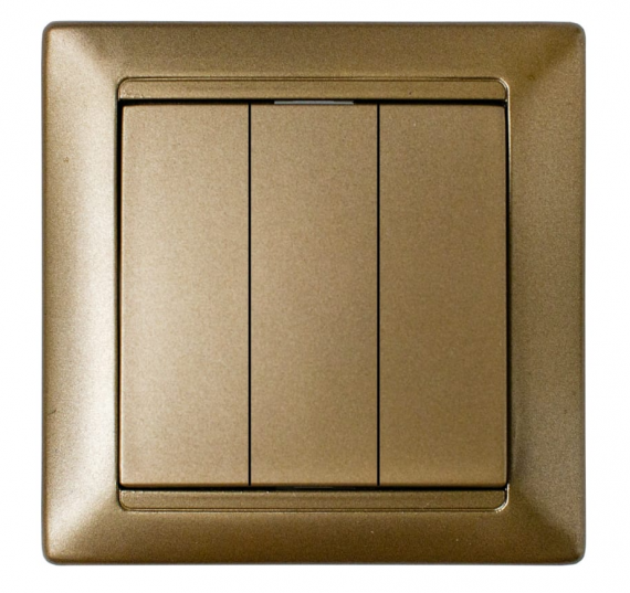 Фотография товара 'Bylectrica Выключатель 3-клавишный СУ, серия СТИЛЬ, С0510-805 бронза'
