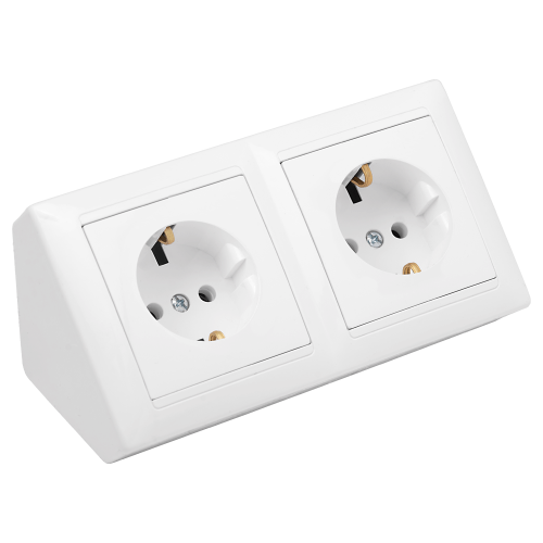 Фотография товара 'Bylectrica Блок угловой 2 розетки с заземляющим контактом, серия СТИЛЬ, РА16-752'
