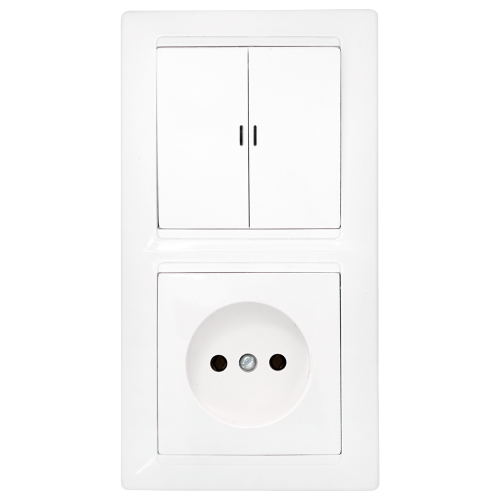 Фотография товара 'Bylectrica Блок (2 выключателя + розетка) СУ с подсветкой, серия СТИЛЬ, 2В-РЦ-699'