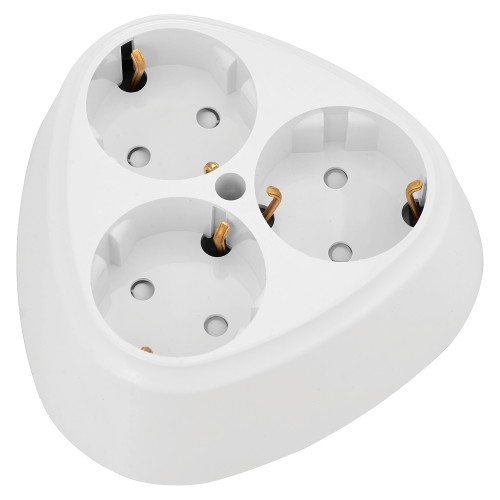 Фотография товара 'Bylectrica Розетка 3-местная ОУ (треугольная) с заземляющим контактом со шторкой, серия ПРАЛЕСКА, РА16-116'