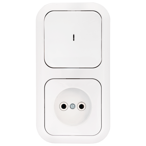 Фотография товара 'Bylectrica Блок 1 выключатель + розетка скрытой установки с подсветкой, серия ГАРМОНИЯ, В-РЦ-669'