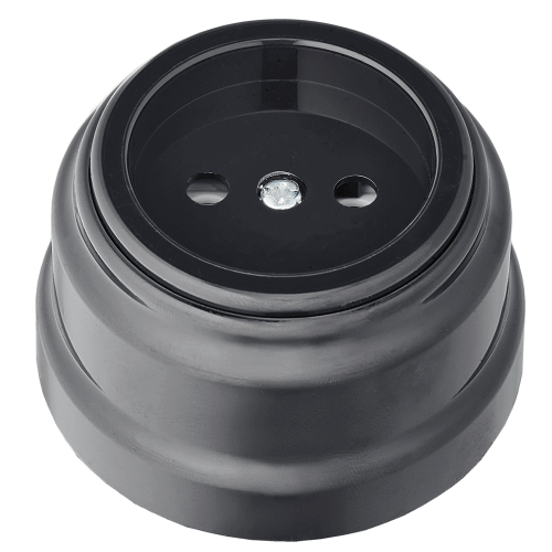 Фотография товара 'Bylectrica Розетка 1-местная без заземляющего контакта 16А ОУ, серия РЕТРО, РА16-0201 черный'