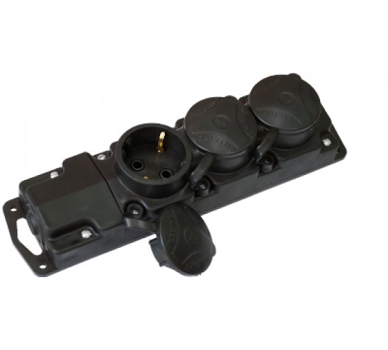 Фотография товара 'Bylectrica Штепсельная переносная розетка 3-местная с заз.конт. шторки каучук IP44, Р16-766'