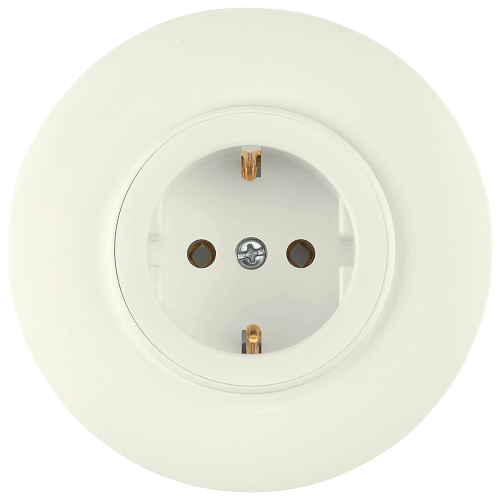 Фотография товара 'Bylectrica Розетка 1-местная СУ с заземляющим контактом (92 мм), серия ПРОВАНС круг, РС16-0402 бежевый'