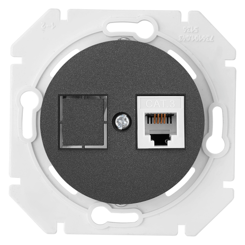 Фотография товара 'Bylectrica Механизм телефонной розетки 1-местной, СУ, серия ПРОВАНС, ТР4-6301 графит'