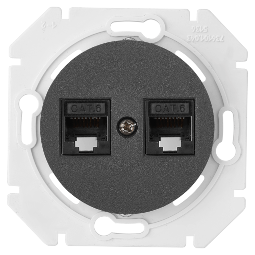 Фотография товара 'Bylectrica Механизм компьютерной розетки 2-местной кат 6е, СУ, серия ПРОВАНС, РК216-6312 графит'