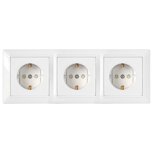 Фотография товара 'Bylectrica Розетка 3-местная СУ с заземляющим контактом со шторкой, серия СТИЛЬ, РС16-359'