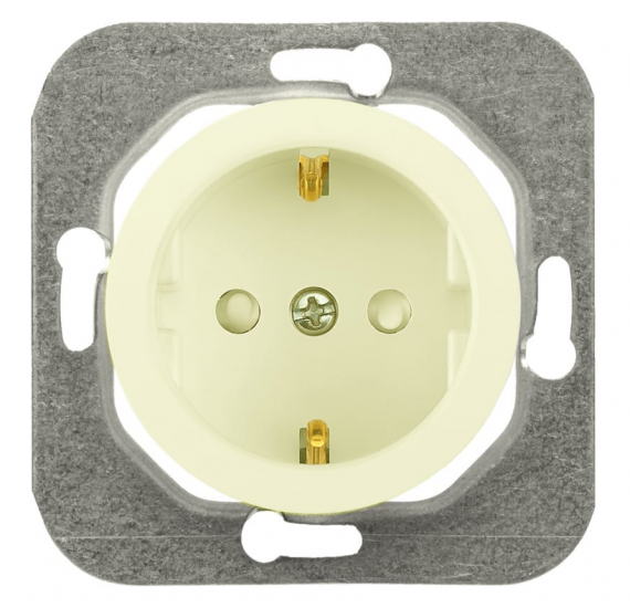 Фотография товара 'Bylectrica Механизм розетки 1-местной СУ с заземляющим контактом со шторкой, серия ПРОВАНС, РС16-1406 шампань'