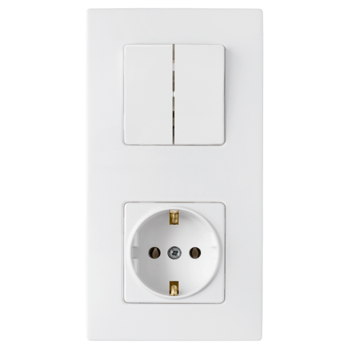 Фотография товара 'Bylectrica Блок 2 выключателя + розетка с заземляющим контактом СУ, серия МАСТЕР, 2В-РЦ-7022'