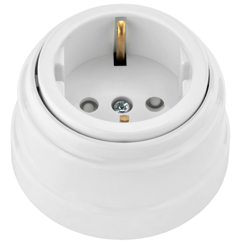 Фотография товара 'Bylectrica Розетка 1-местная с заземляющим контактом со шторками 16А ОУ, серия РЕТРО, РА16-0206'