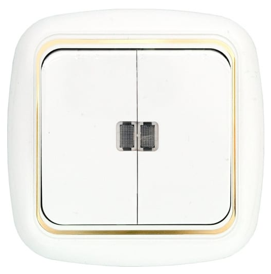 Фотография товара 'Bylectrica Выключатель 2-клавишная, скрытая установка 10А подсветкой, серия ГАРМОНИЯ ЛЮКС, С510-207 з'