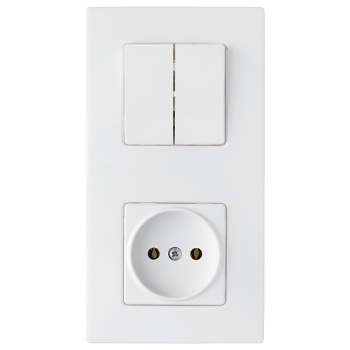 Фотография товара 'Bylectrica Блок 2 выключателя + розетка СУ, серия МАСТЕР, 2В-РЦ-7021'