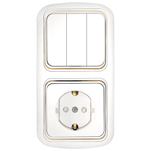 Фотография товара 'Bylectrica Блок 3 выключателя + розетка с заземляющим контактом СУ со шторками, серия ГАРМОНИЯ ЛЮКС, 3В-РЦ-561 з'