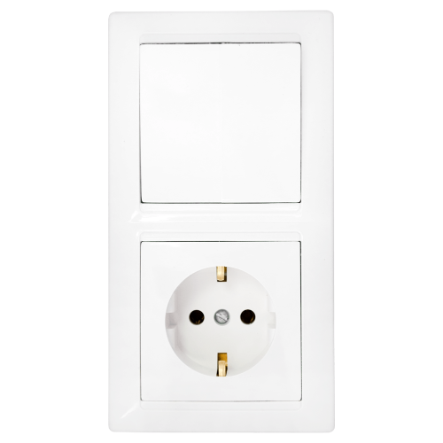 Фотография товара 'Bylectrica Блок (1 выключатель + розетка с заземляющим контактом) СУ, серия СТИЛЬ, В-РЦ-691'