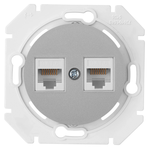 Фотография товара 'Bylectrica Механизм компьютерной розетки 2-местной кат 6е, СУ, серия ПРОВАНС, РК216-6312 серебро'