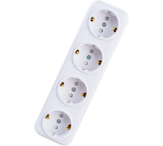 Фотография товара 'Bylectrica Розетка 4-местная ОУ с заземлением со шторкой, серия ВАРИАНТ, РА16-0186'